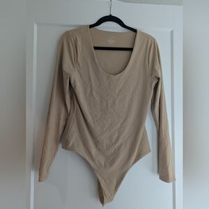 nuuds Beige Long Sleeve Bodysuit